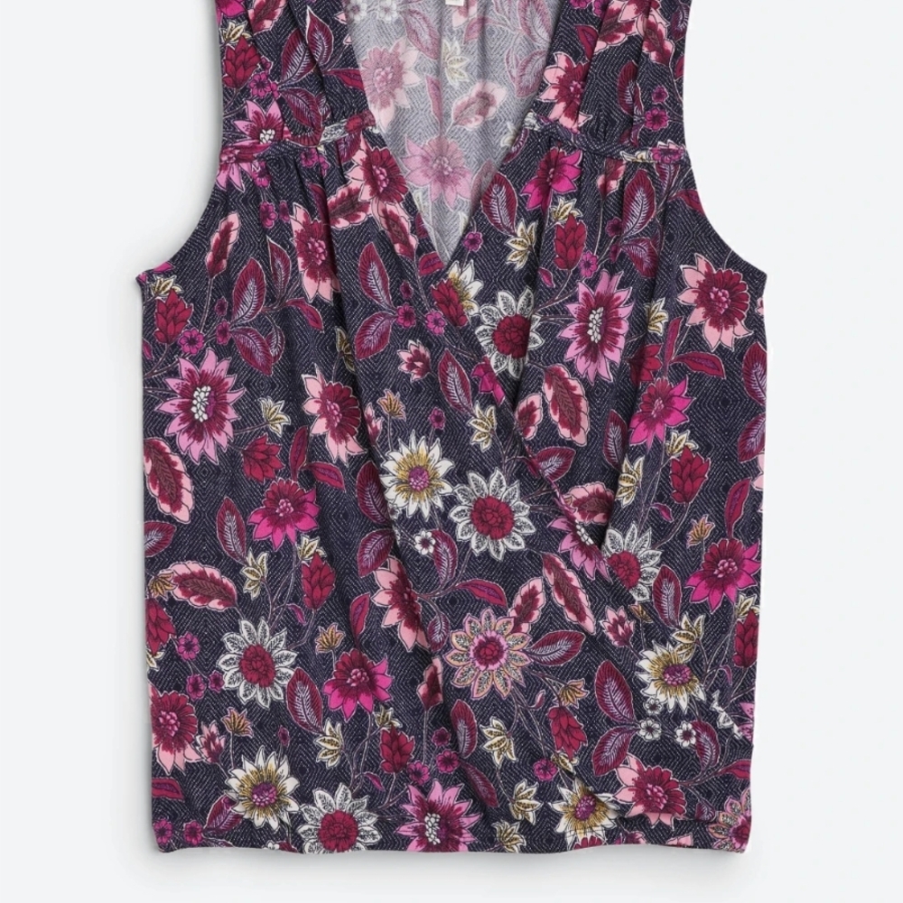 Floral Sleeveless Top - Pink and Purple